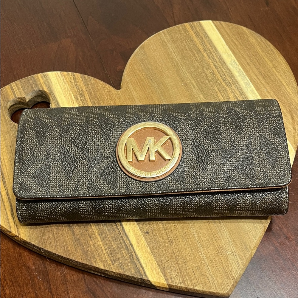 Michael Kors Dark Brown Wallet with Gold Logo